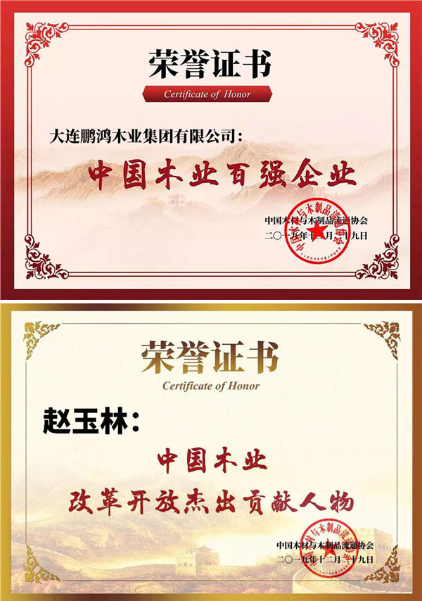 NG电子游戏中国木业百强企业证书